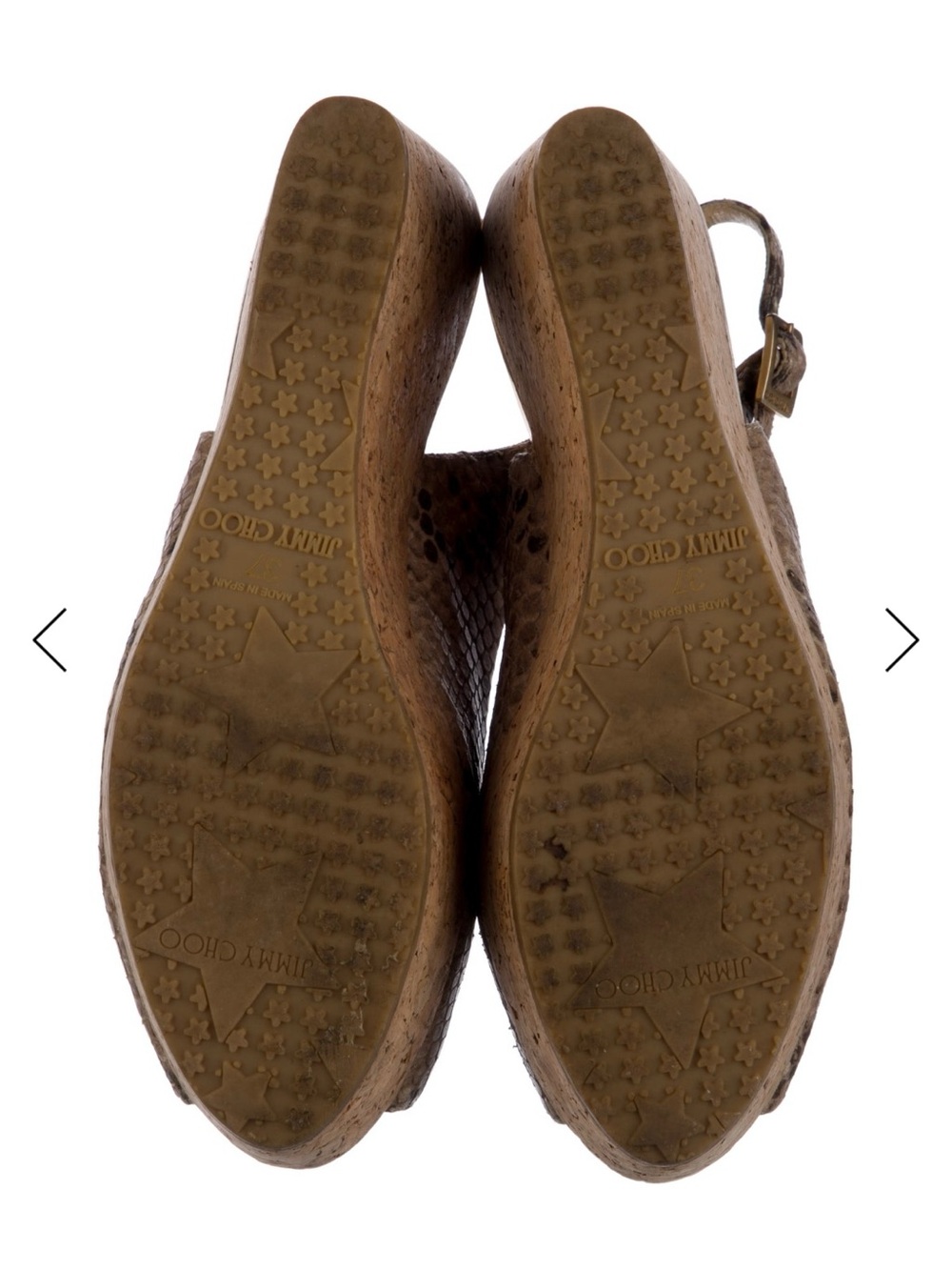 Jimmy Choo Snakeskin Wedge Slingback Heels | Luxury Peep Toe Platform Sandals - Picture 6 of 6